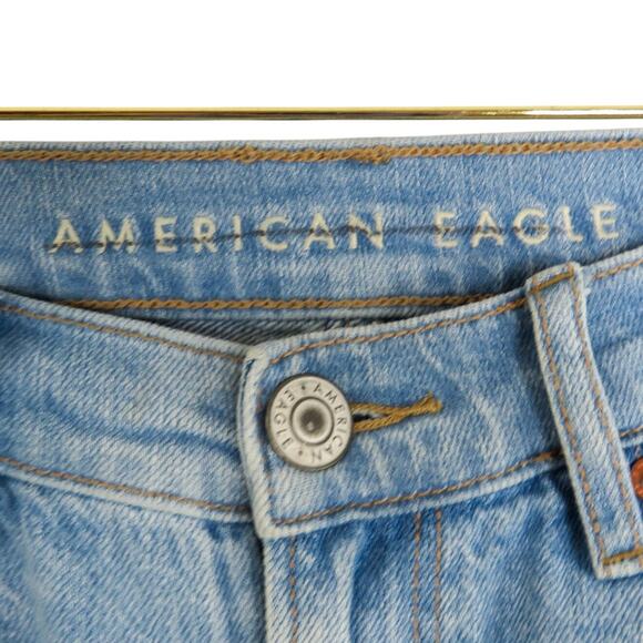American Eagle 90's Straight Leg Jeans Ripped High Rise Mom Jeans 10 Short - Picture 4 of 7